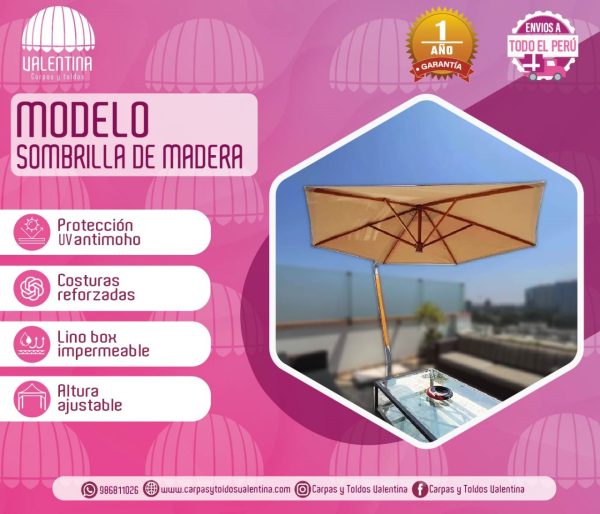 Sombrilla de Madera 3m